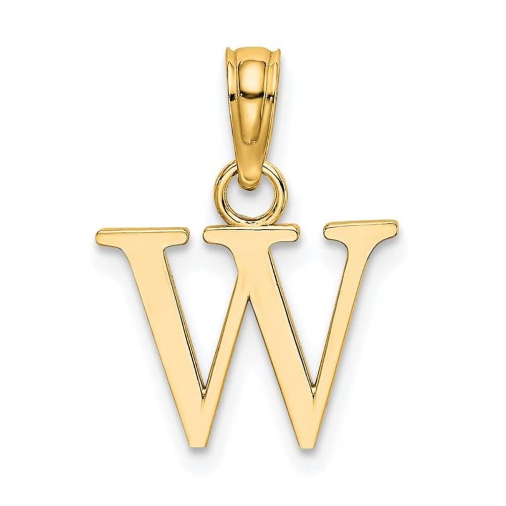 10k Yellow Gold Polished W Block Initial Charm - image 6